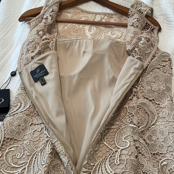 SOLD. New ADRIANNA PAPELL Champagne Lace Dress size 10 - Picture 14 of 17